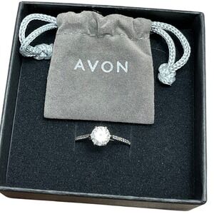 Avon Sterling Silver Ring Round Cut‎ Cubic Zirconia Pave Band Size 7.5